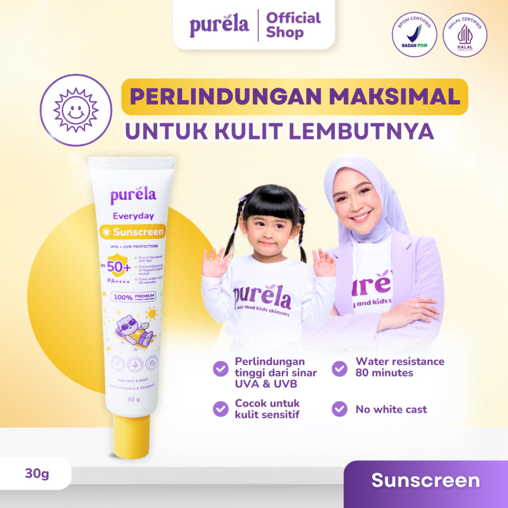 purela baby physical sunscreen 30ml/tabir surya purela baby physical sunscreen 30ml/tabir surya