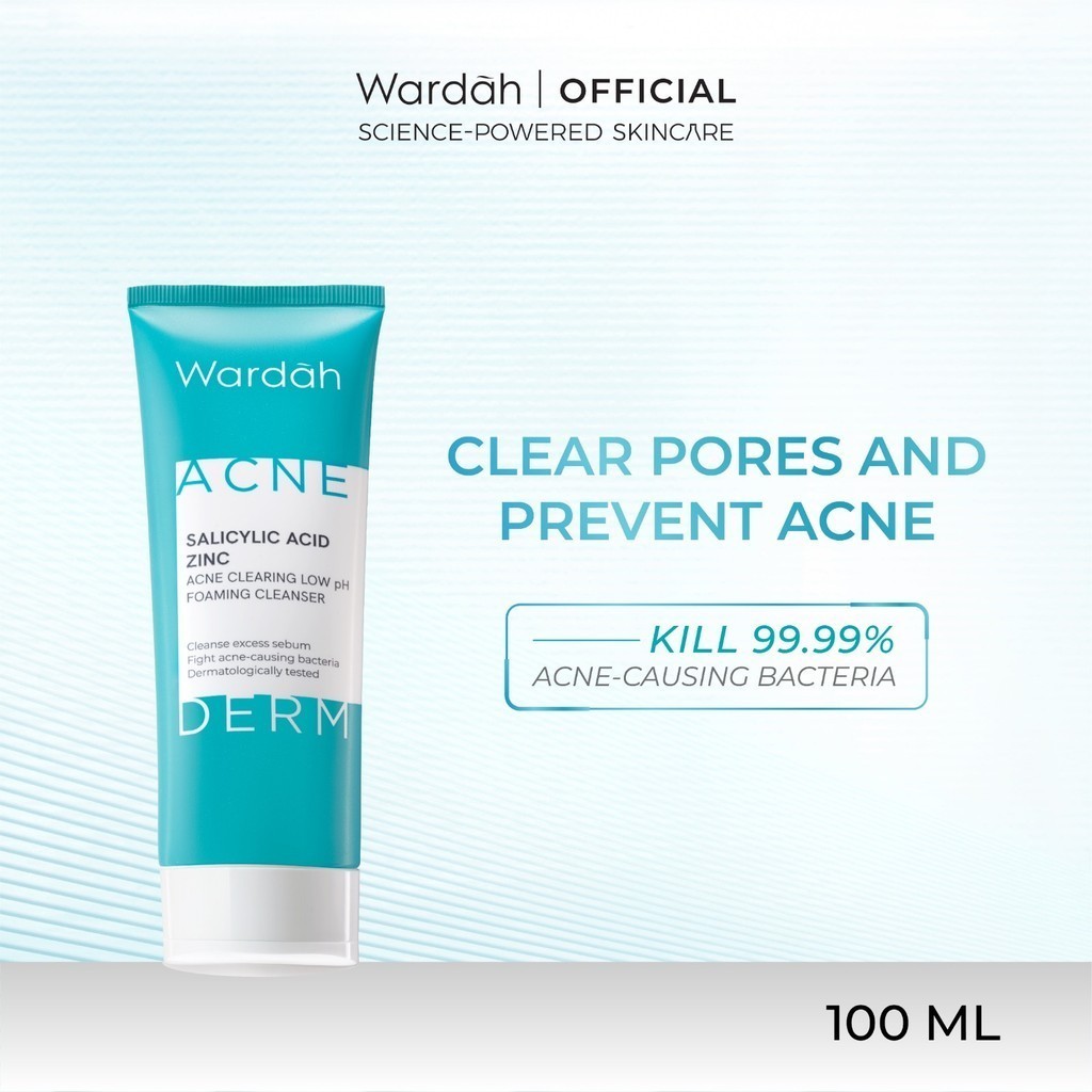 Home wardah acnederm salicylic acid zinc acne clearing low ph foaming cleanser 50ml and 100ml