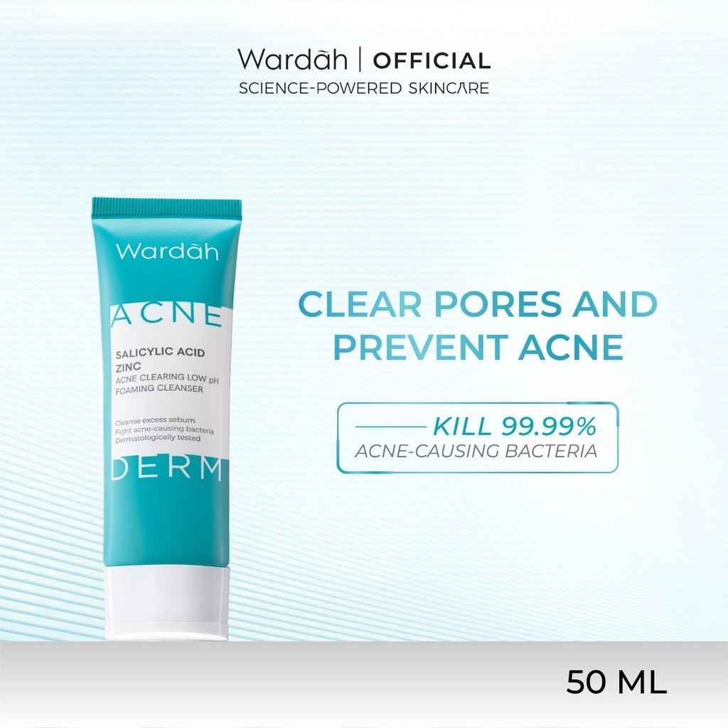 wardah acnederm salicylic acid zinc acne clearing low ph foaming cleanser 50ml and 100ml wardah acnederm salicylic acid zinc acne clearing low ph foaming cleanser 50ml and 100ml
