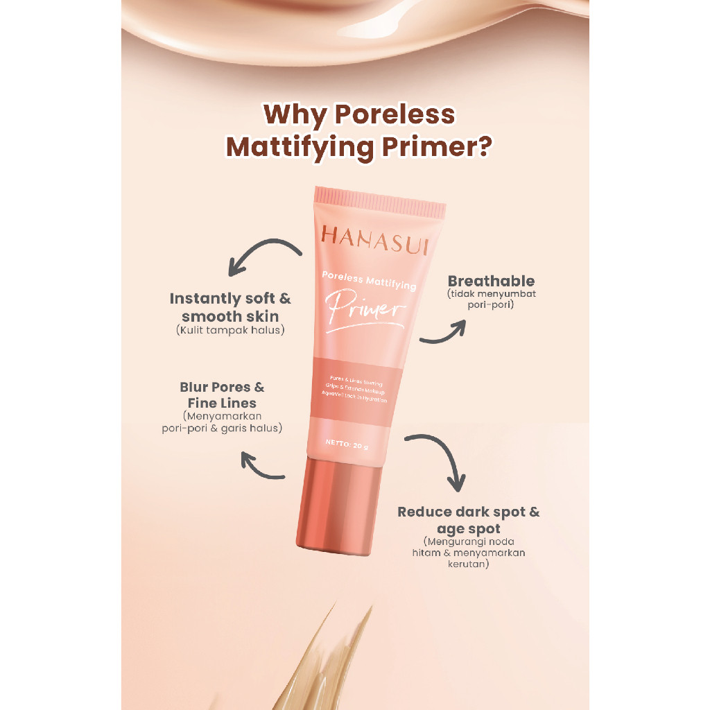 hanasui poreless mattifying primer/alas bedak hanasui poreless mattifying primer/alas bedak