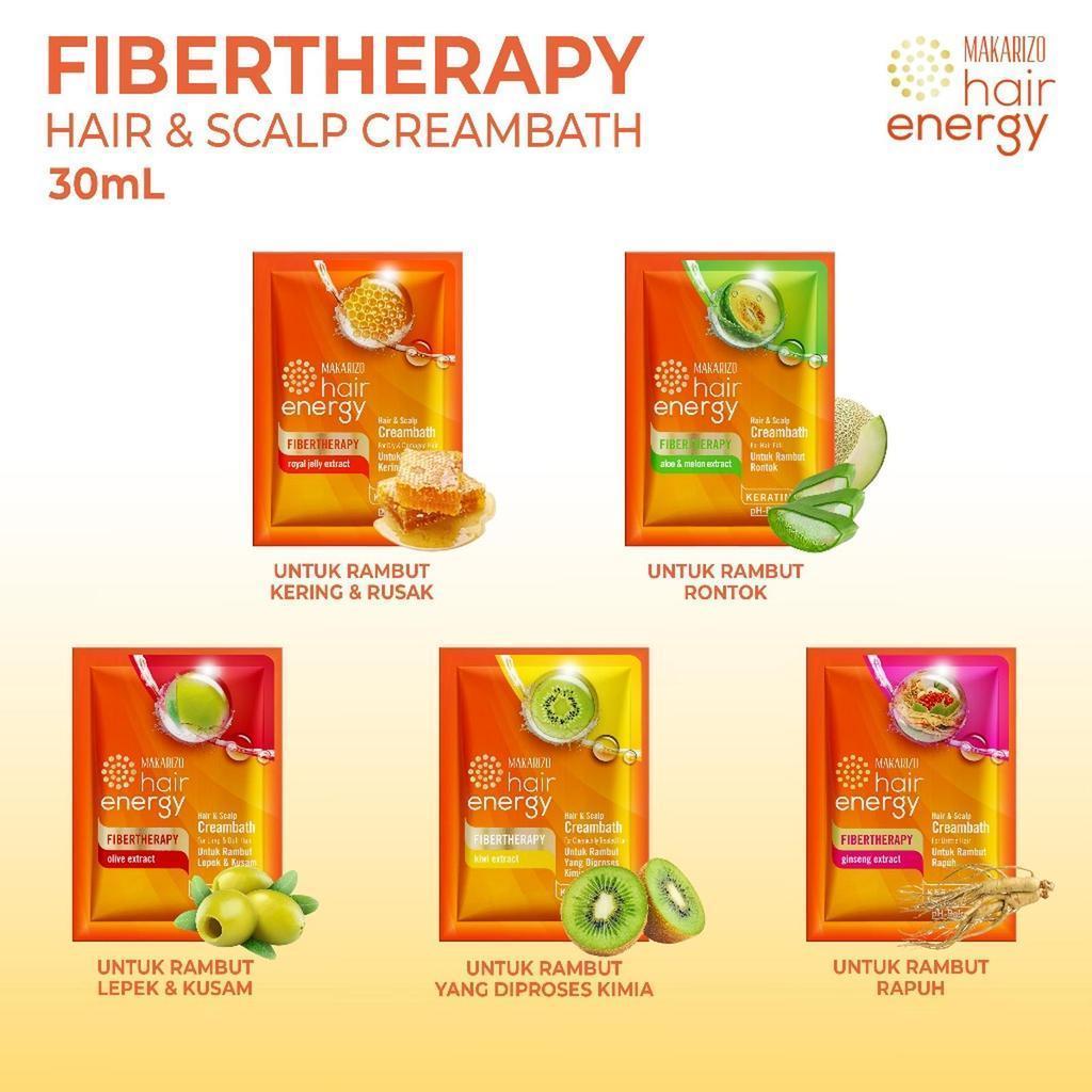 makarizo hair energy fibertherapy hair and scalp creambath 60gr/masker rambut makarizo hair energy fibertherapy hair and scalp creambath 60gr/masker rambut