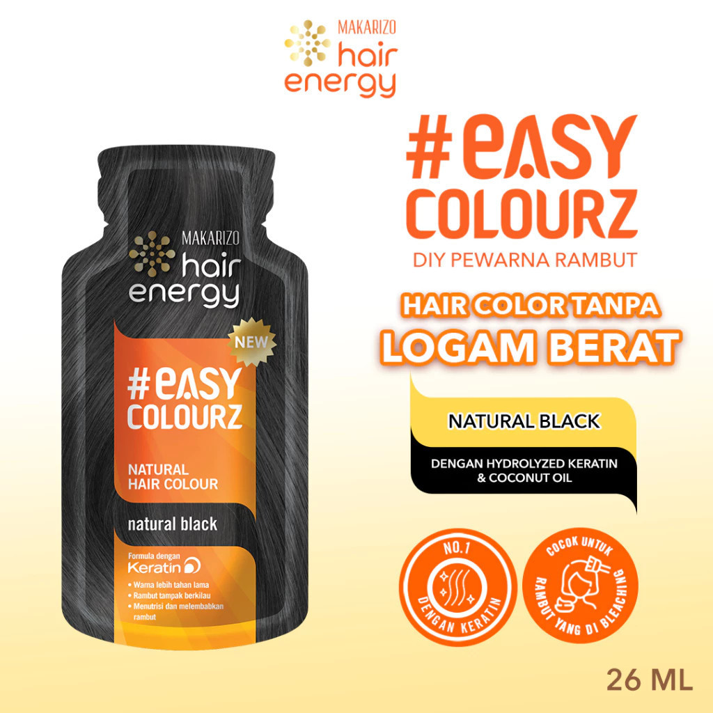 makarizo hair energy easy colourz natural hair color sachet 26ml/pewarna rambut makarizo hair energy easy colourz natural hair color sachet 26ml/pewarna rambut