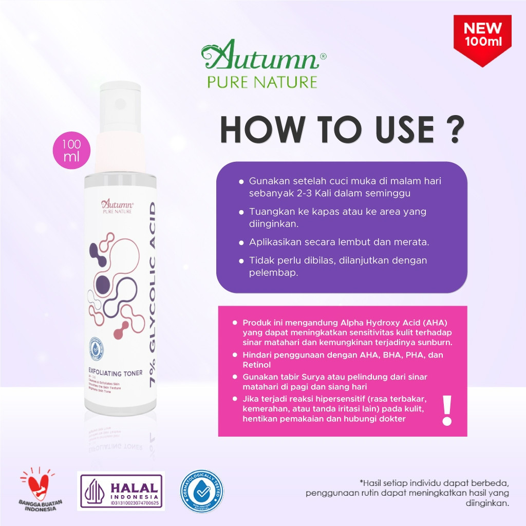 autumn 7% glycolic acid exfoliating toner 100ml autumn 7% glycolic acid exfoliating toner 100ml