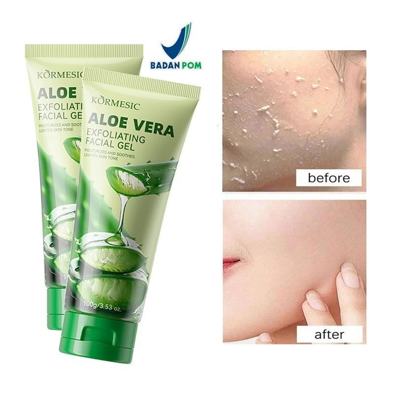 kormesic aloe vera soothing facial exfoliating gel 100g/pelembab kulit kormesic aloe vera soothing facial exfoliating gel 100g/pelembab kulit