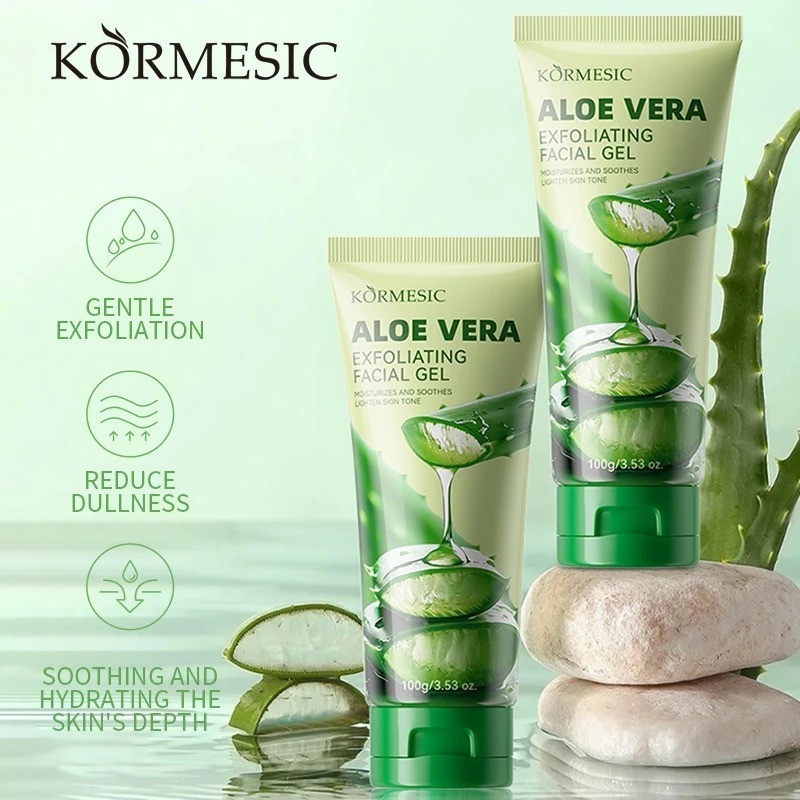 kormesic aloe vera soothing facial exfoliating gel 100g/pelembab kulit kormesic aloe vera soothing facial exfoliating gel 100g/pelembab kulit