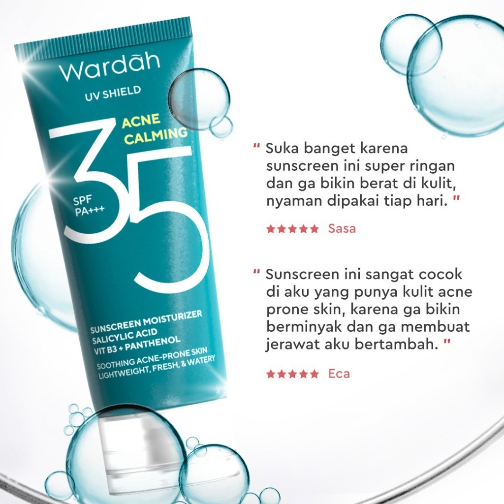 Home wardah uv shield acne calming sunscreen moisturizer spf 35 pa+++ 35ml