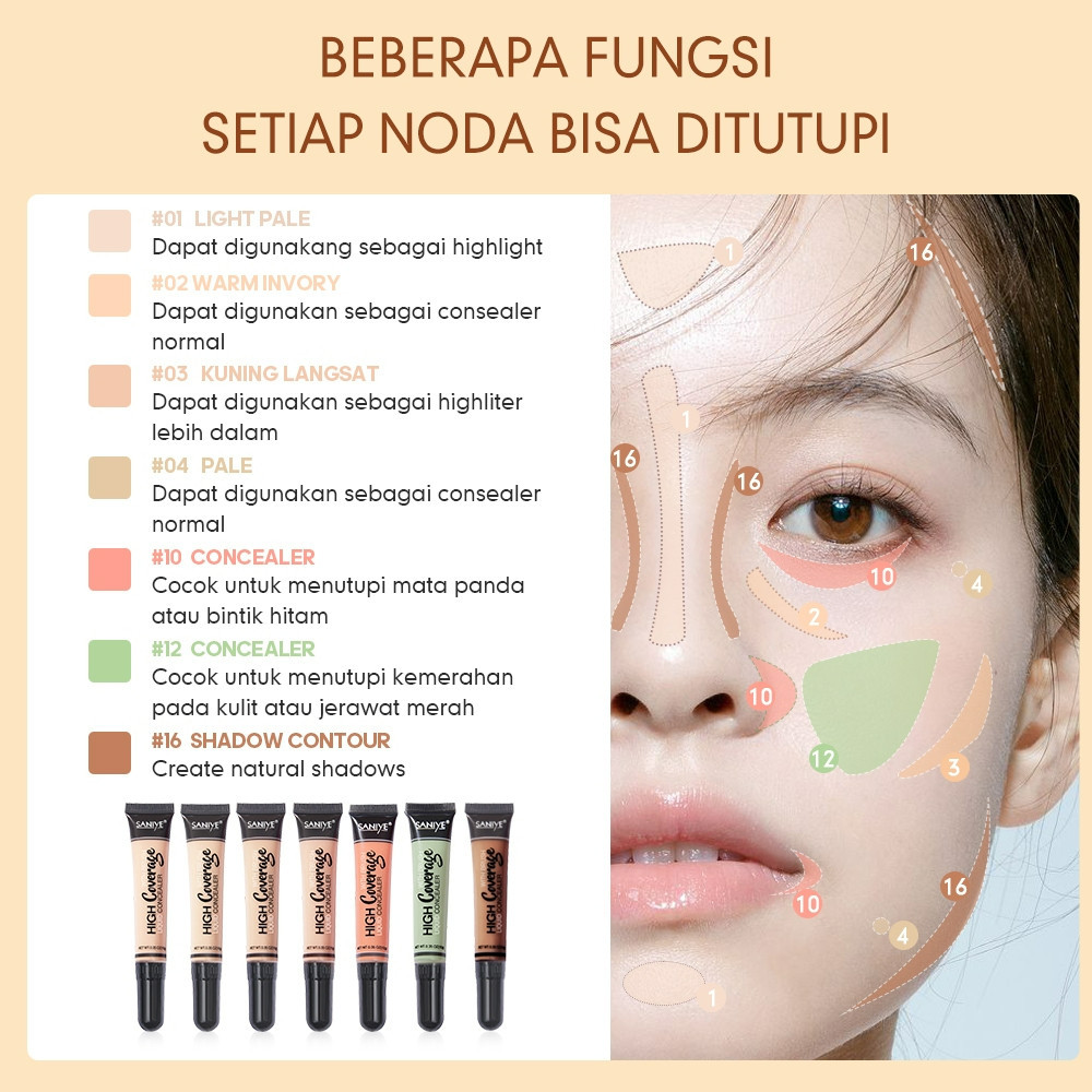 saniye high coverage liquid concealer with brush 10g saniye high coverage liquid concealer with brush 10g