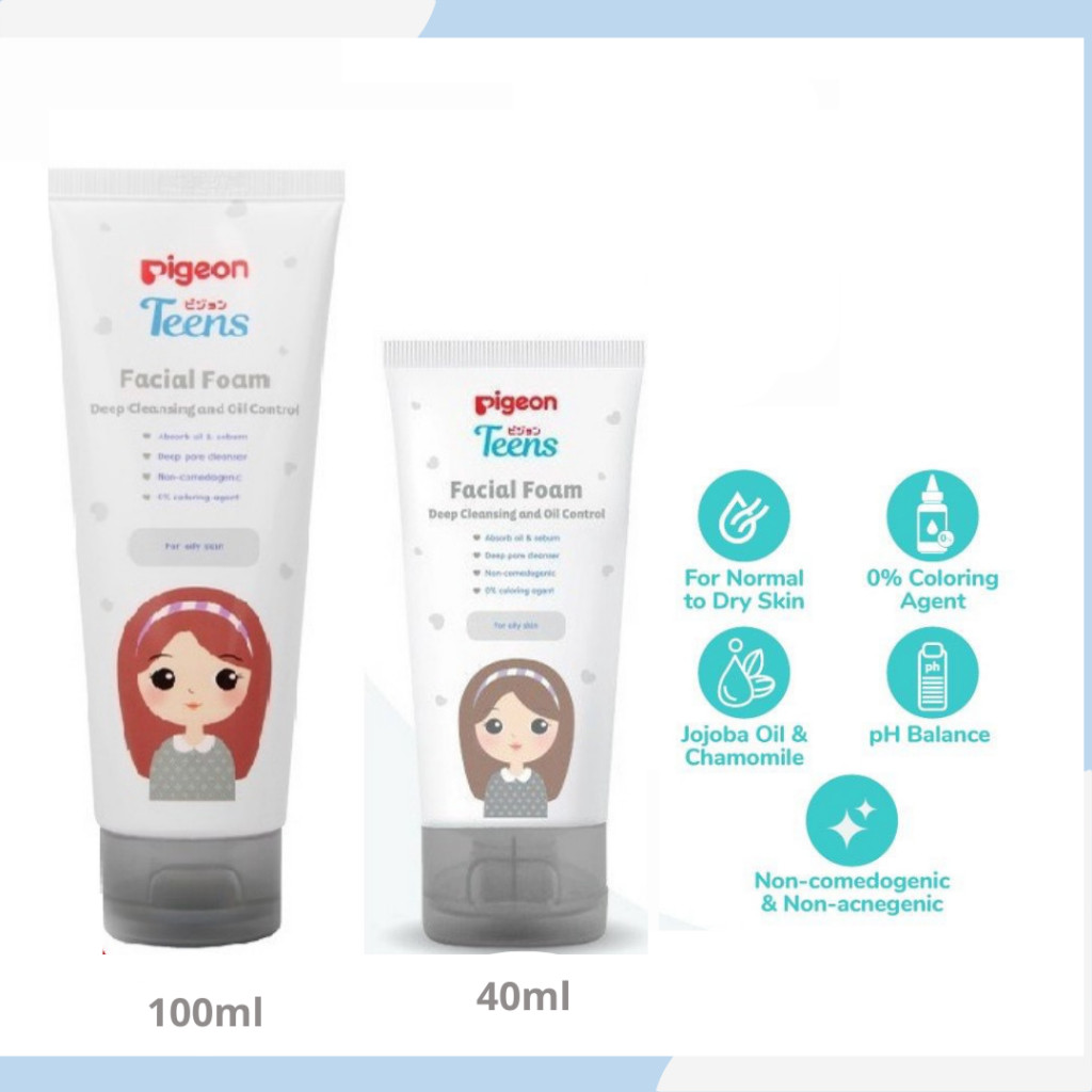 pigeon teens facial foam deep cleansing & oil control 40g & 100g / pembersih wajah pigeon teens facial foam deep cleansing & oil control 40g & 100g / pembersih wajah