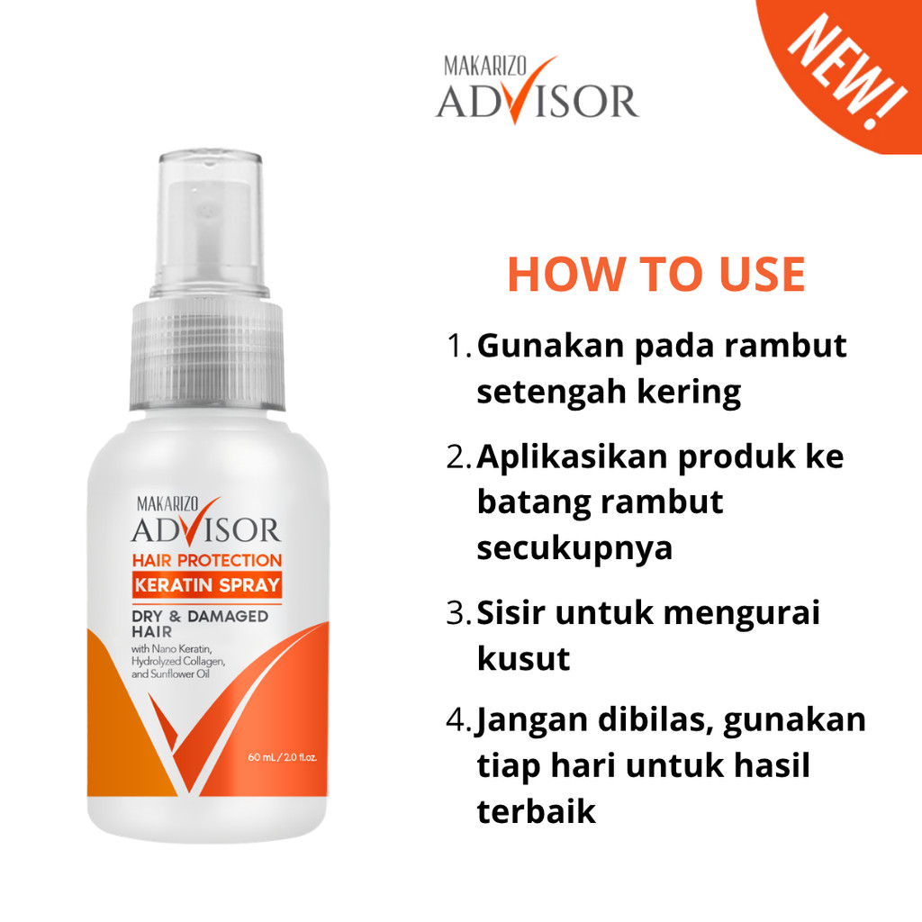 makarizo advisor hair protection keratin spray for dry damaged hair 60ml makarizo advisor hair protection keratin spray for dry damaged hair 60ml