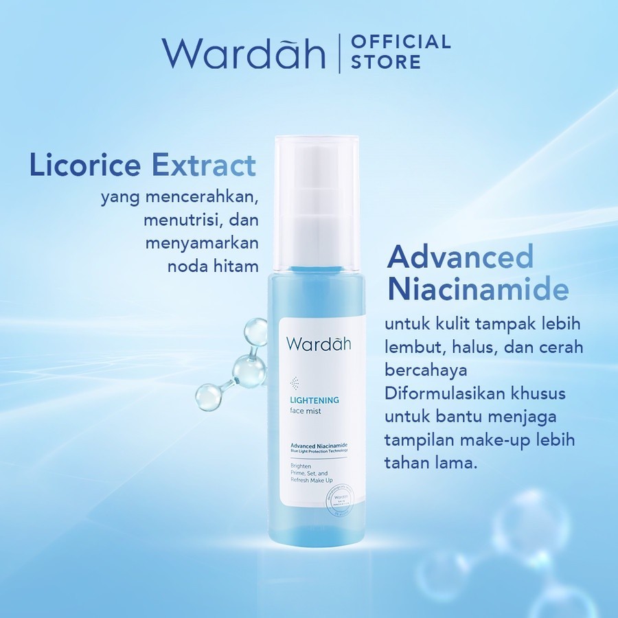 wardah lightening face mist 60ml/setting spray wardah lightening face mist 60ml/setting spray