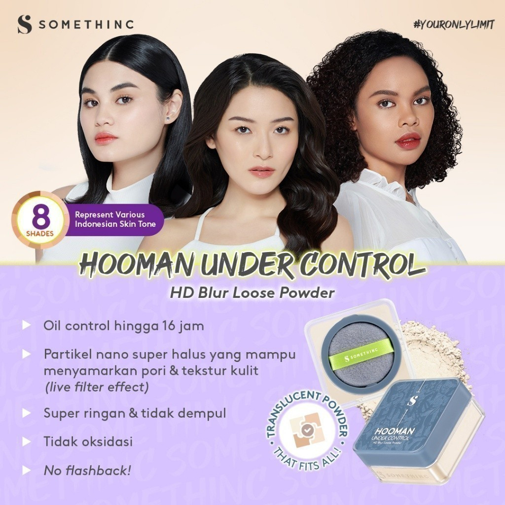 somethinc hooman under control hd blur loose powder/bedak tabur somethinc hooman under control hd blur loose powder/bedak tabur