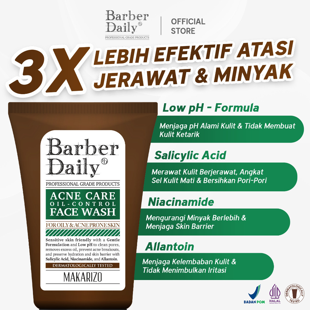 barber daily acne care and oil control face wash 100ml barber daily acne care and oil control face wash 100ml