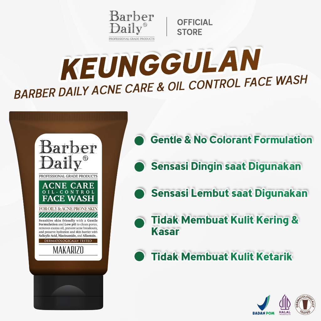barber daily acne care and oil control face wash 100ml barber daily acne care and oil control face wash 100ml