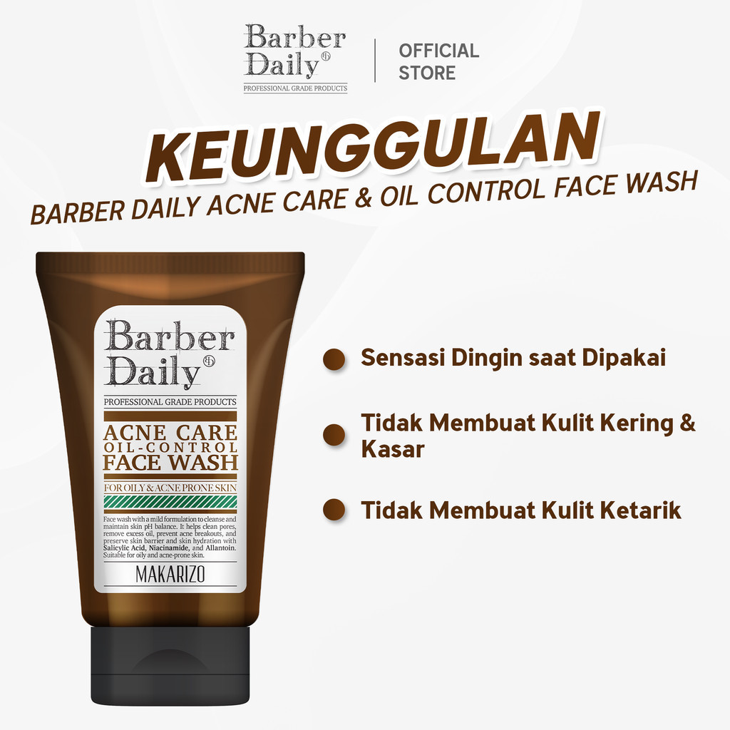 barber daily acne care and oil control face wash 100ml barber daily acne care and oil control face wash 100ml