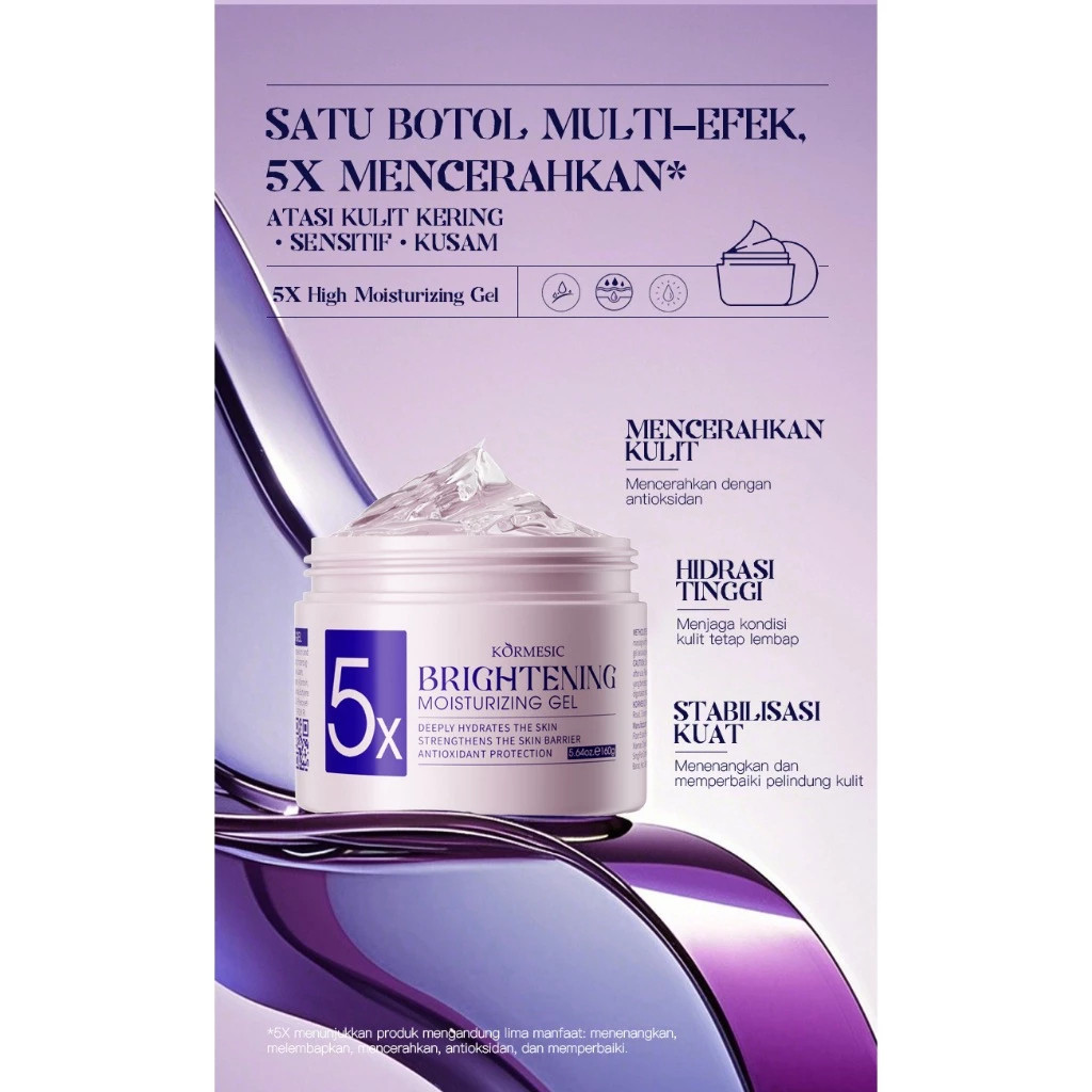 kormesic 5x brightening moisturizing gel 160g/peembab wajah kormesic 5x brightening moisturizing gel 160g/peembab wajah