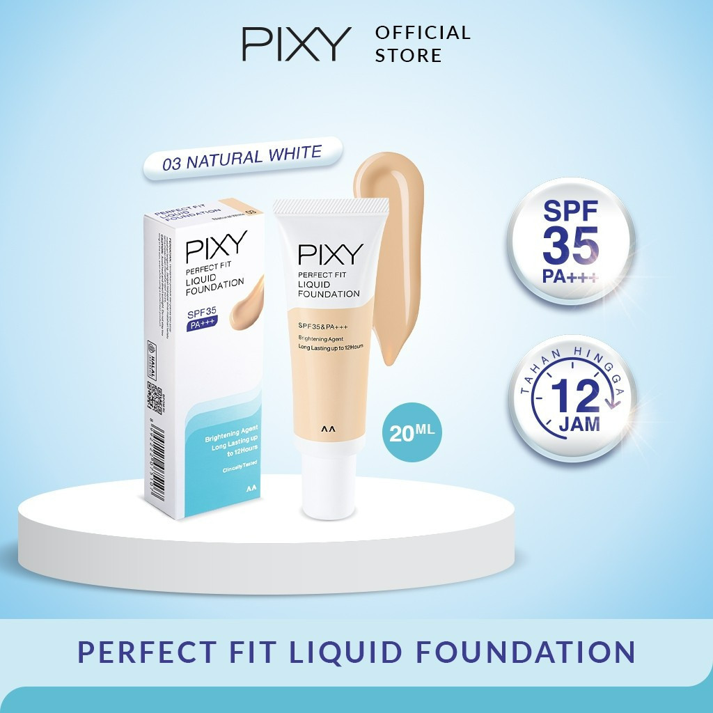 pixy perfect fit liquid foundation spf 30 pa+++ 20ml/alas bedak pixy perfect fit liquid foundation spf 30 pa+++ 20ml/alas bedak