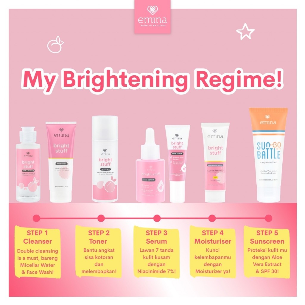 emina bright stuff niacinamide oxy ceramide brightening face wash 50ml and 100ml/pembersih wajah emina bright stuff niacinamide oxy ceramide brightening face wash 50ml and 100ml/pembersih wajah