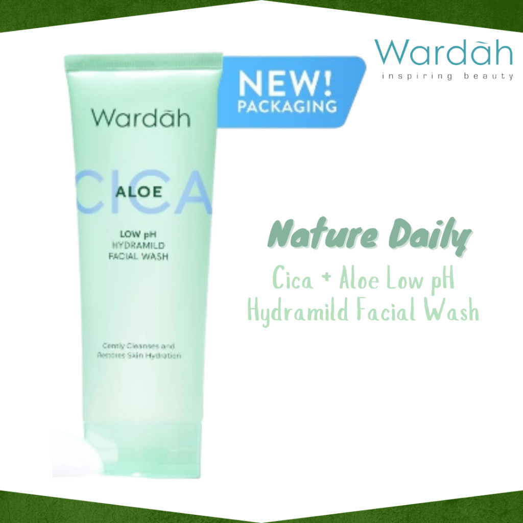 wardah nature daily cica aloe low ph hydramild facial wash 50ml and 100ml/pembersih wajah wardah nature daily cica aloe low ph hydramild facial wash 50ml and 100ml/pembersih wajah
