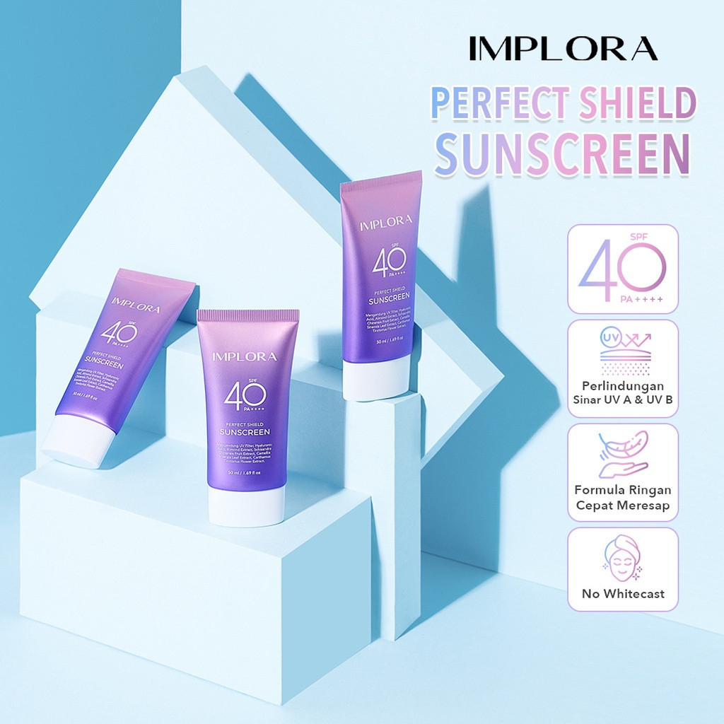 implora perfect shield sunscreen spf 40 pa+++/tabir surya implora perfect shield sunscreen spf 40 pa+++/tabir surya