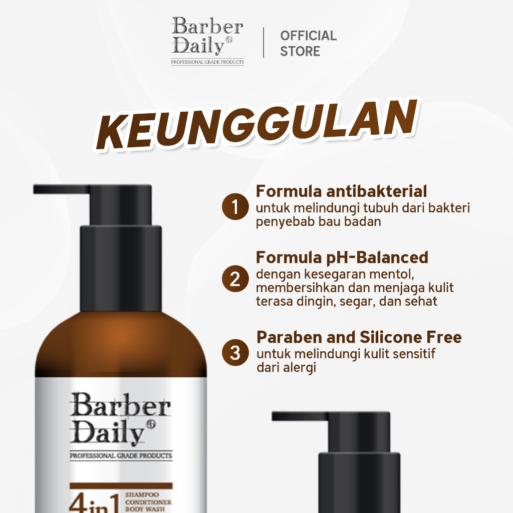 barber daily 4in1 shampoo conditioner face wash and body wash 220ml barber daily 4in1 shampoo conditioner face wash and body wash 220ml