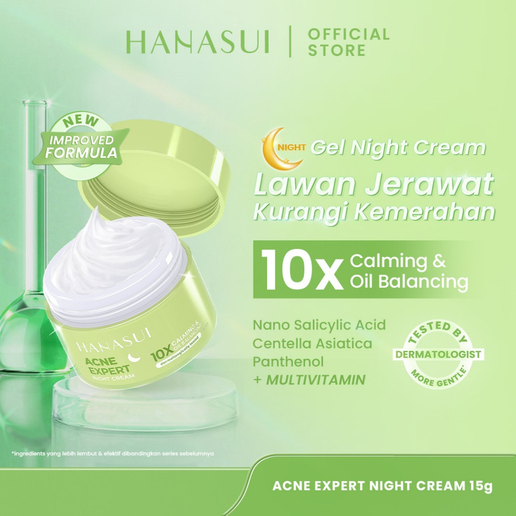 hanasui acne expert night cream 15g/pelembab wajah berjerawat hanasui acne expert night cream 15g/pelembab wajah berjerawat
