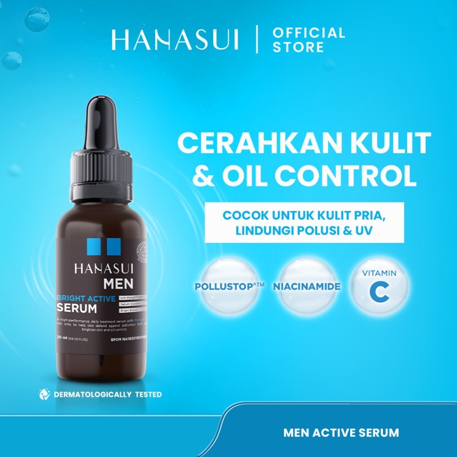 hanasui men bright active serum 20ml/serum wajah hanasui men bright active serum 20ml/serum wajah