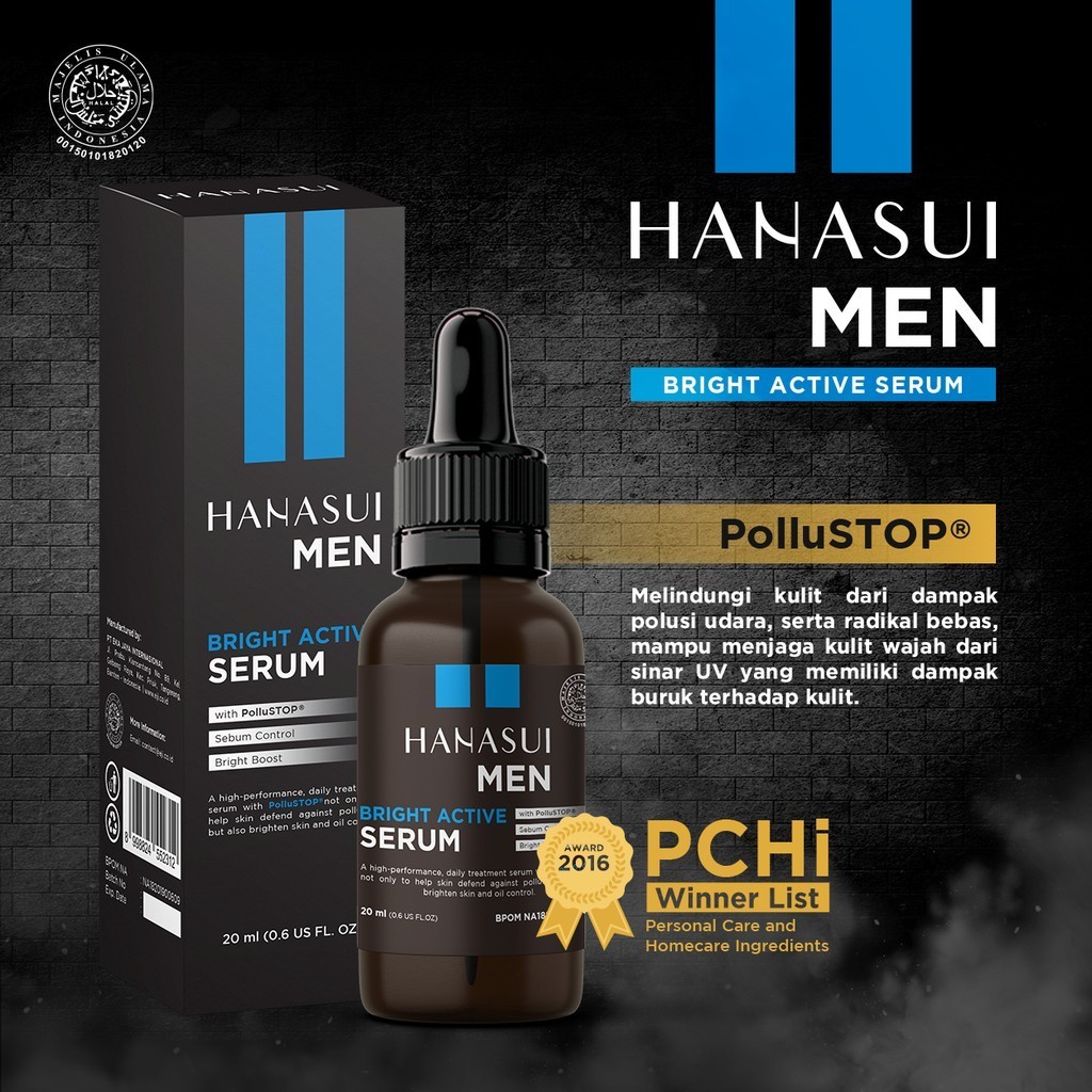 hanasui men bright active serum 20ml/serum wajah hanasui men bright active serum 20ml/serum wajah