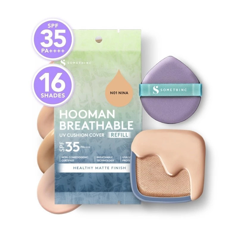somethinc hooman breathable uv cushion cover spf 35 pa++++ /alas bedak somethinc hooman breathable uv cushion cover spf 35 pa++++ /alas bedak