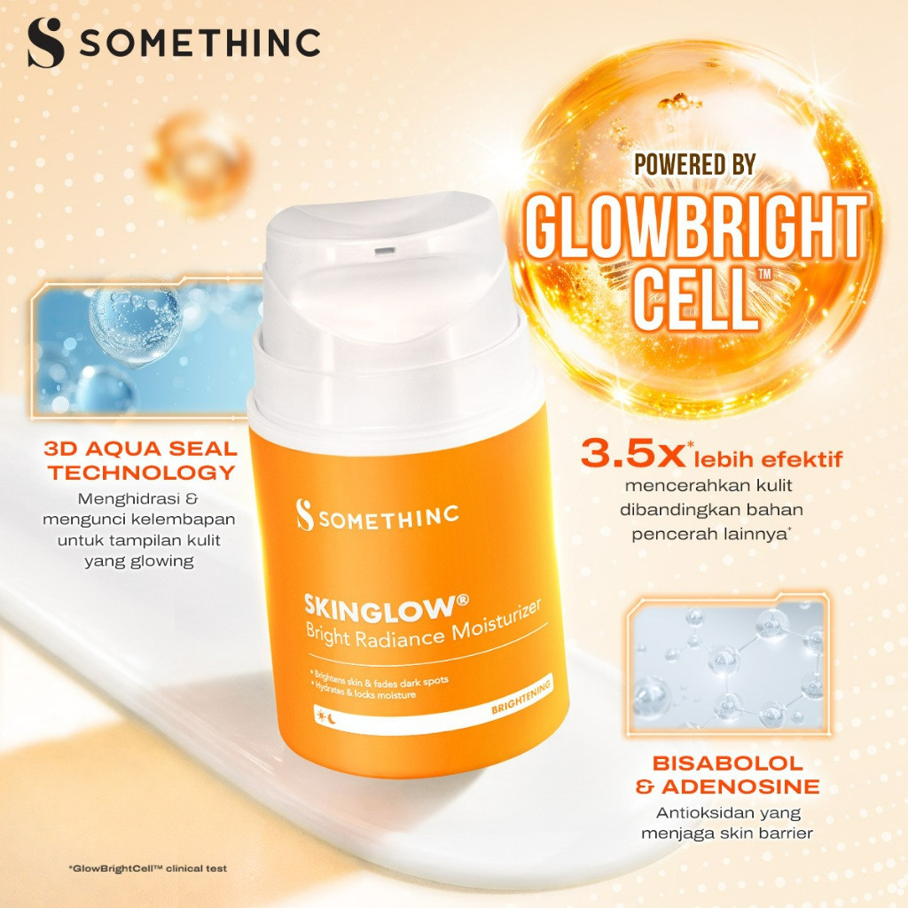 somethinc skinglow bright radiance moisturizer 25ml and 50ml/pelembab wajah somethinc skinglow bright radiance moisturizer 25ml and 50ml/pelembab wajah