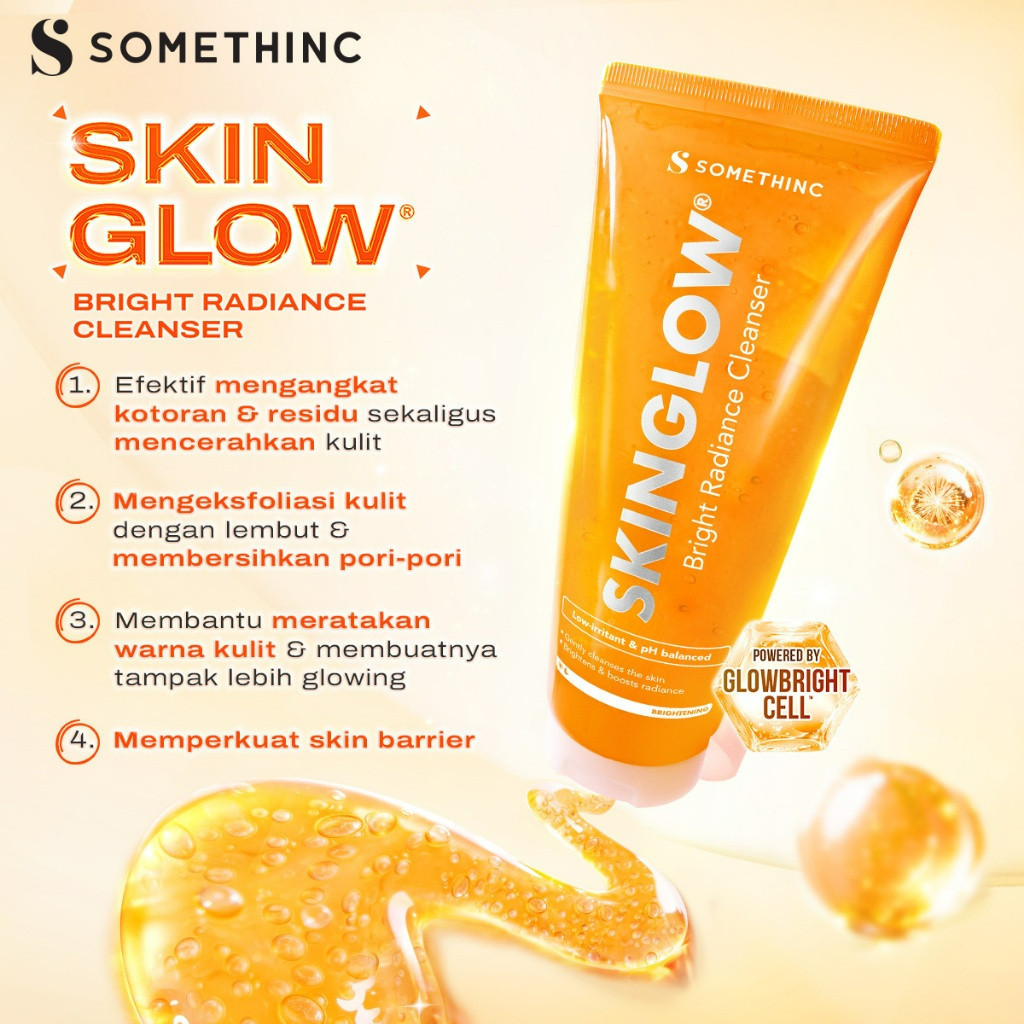 somethinc skinglow bright radiance cleanser 100ml/pembersih wajah somethinc skinglow bright radiance cleanser 100ml/pembersih wajah