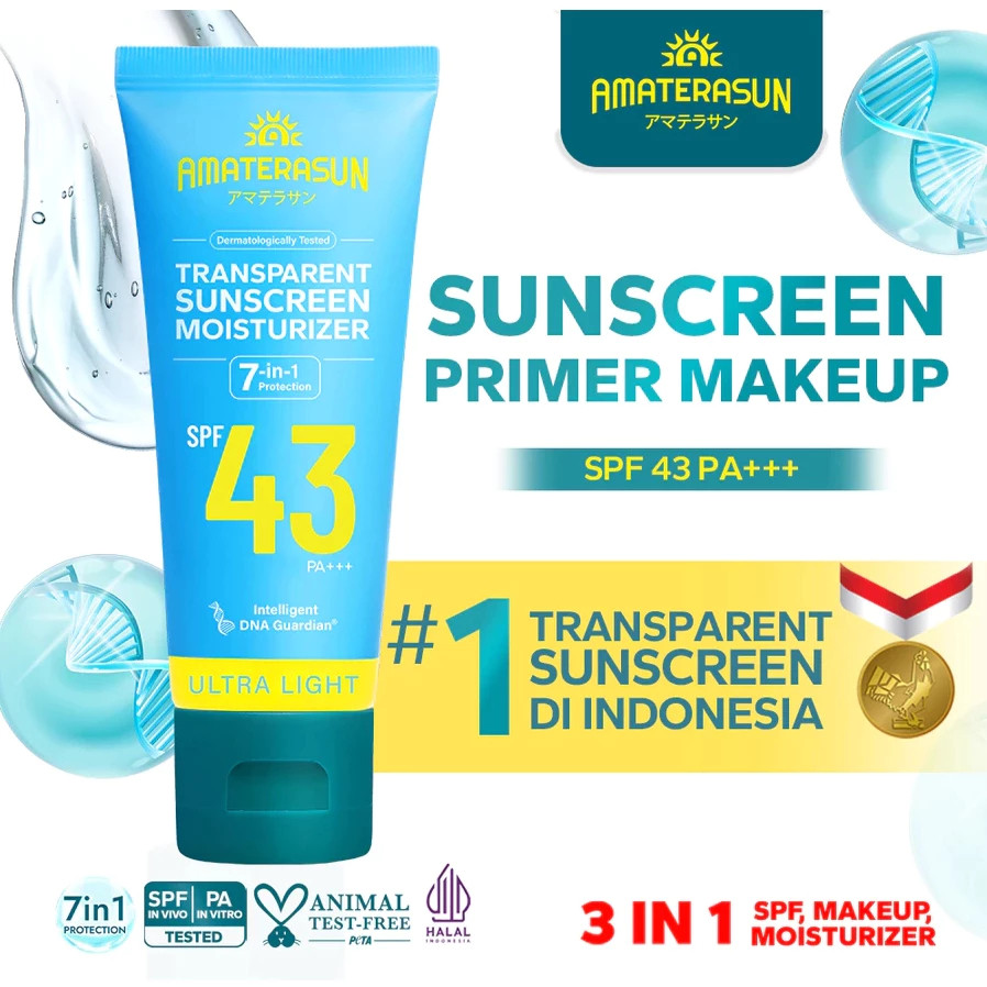 amaterasun transparent sunscreen moisturizer spf 43 pa+++ 50g/tabir surya amaterasun transparent sunscreen moisturizer spf 43 pa+++ 50g/tabir surya