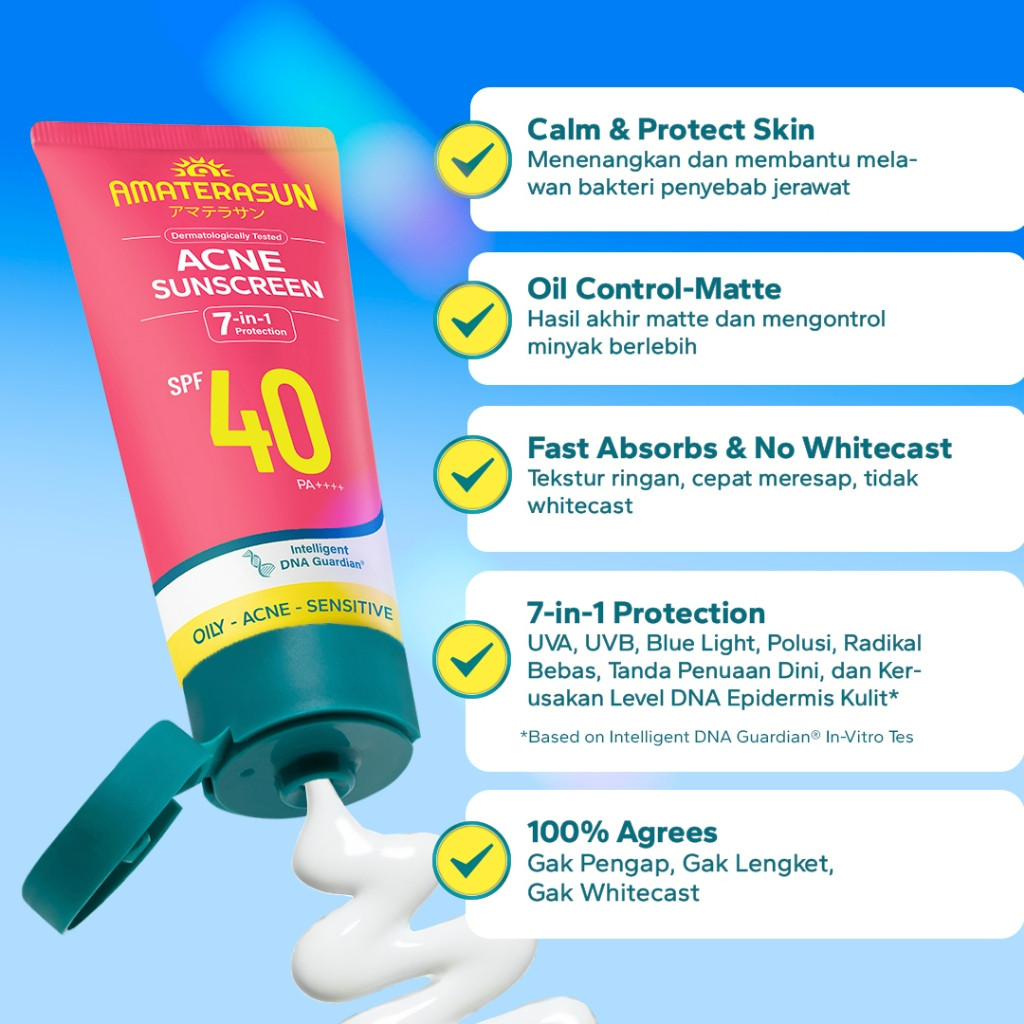 amaterasun acne sunscreen spf 40 pa++++ 40ml/tabir surya amaterasun acne sunscreen spf 40 pa++++ 40ml/tabir surya