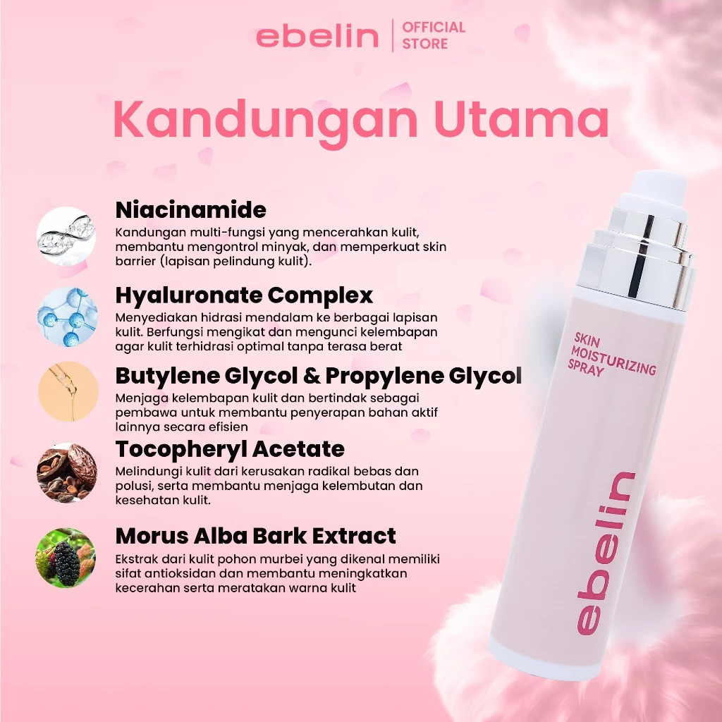 ebelin skin moisturizing spray 100ml/pengunci make up ebelin skin moisturizing spray 100ml/pengunci make up
