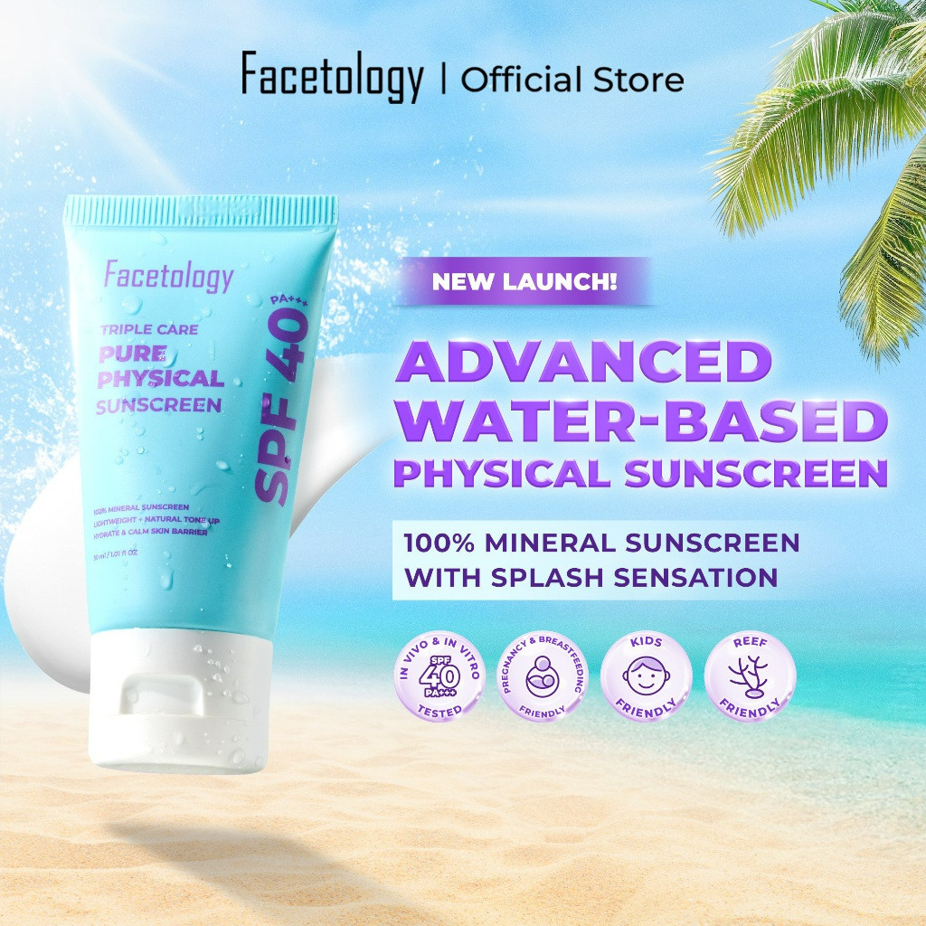 facetology pure physical sunscreen spf 40 pa+++ 50ml/tabir surya facetology pure physical sunscreen spf 40 pa+++ 50ml/tabir surya