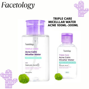 facetology triple care acne calm micellar water 300ml and 100ml/pembersih make up