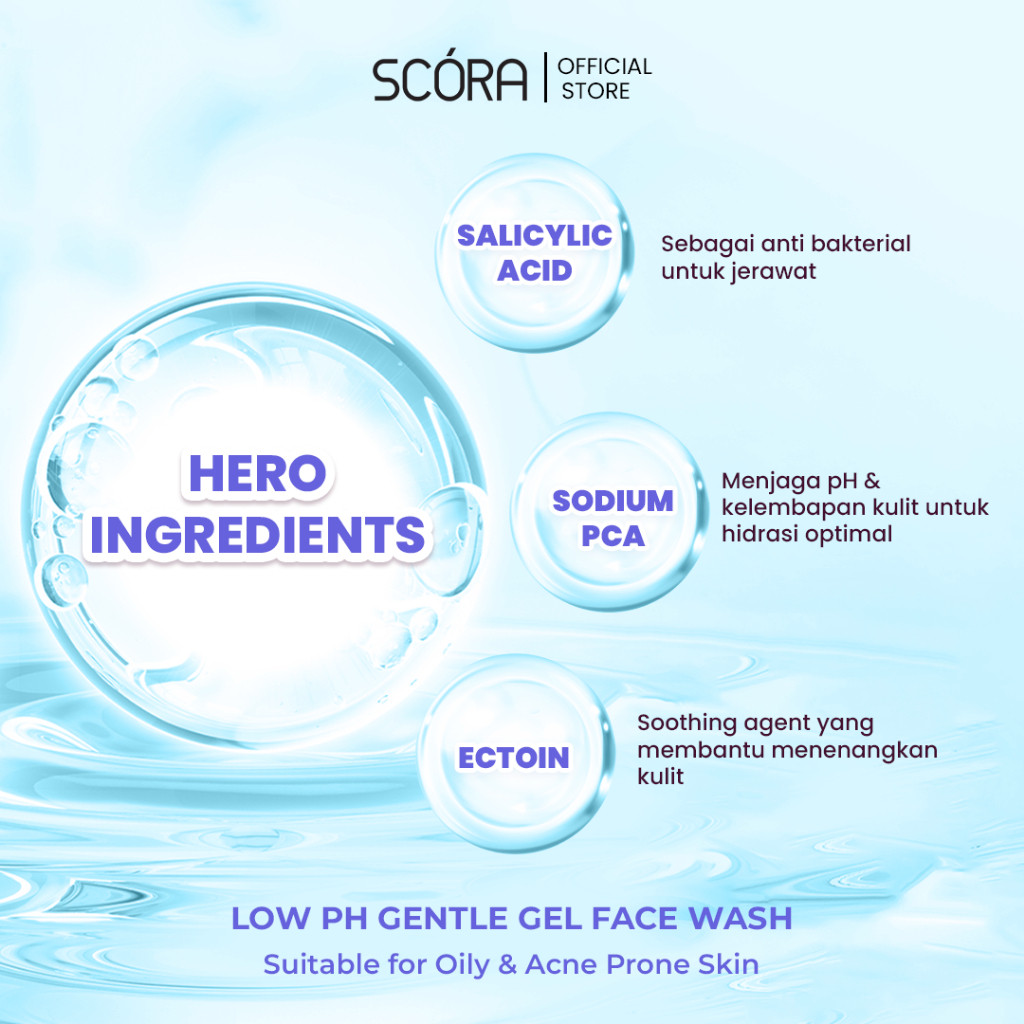 scora salicylic acid gentle low ph cleanser 100ml/pembersih wajah scora salicylic acid gentle low ph cleanser 100ml/pembersih wajah