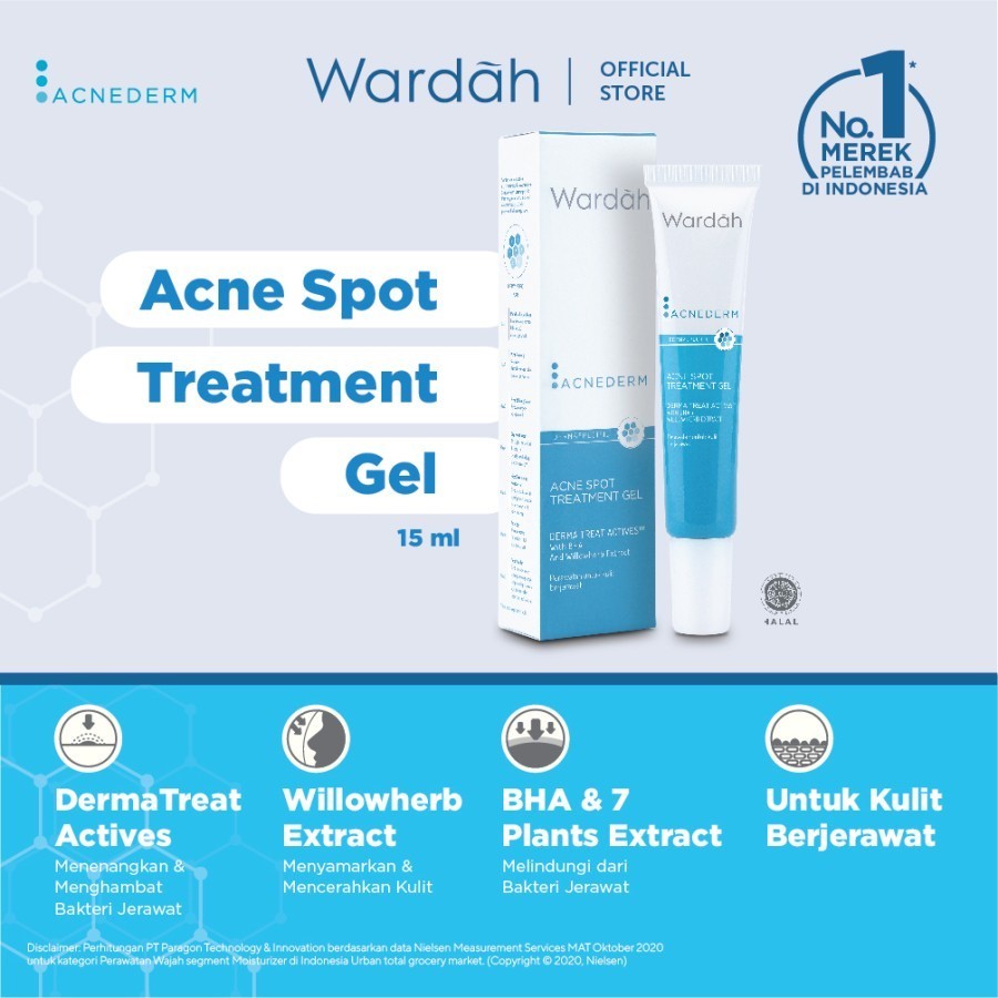 wardah acnederm acne spot treatment gel 15ml/obat totol jerawat wardah acnederm acne spot treatment gel 15ml/obat totol jerawat