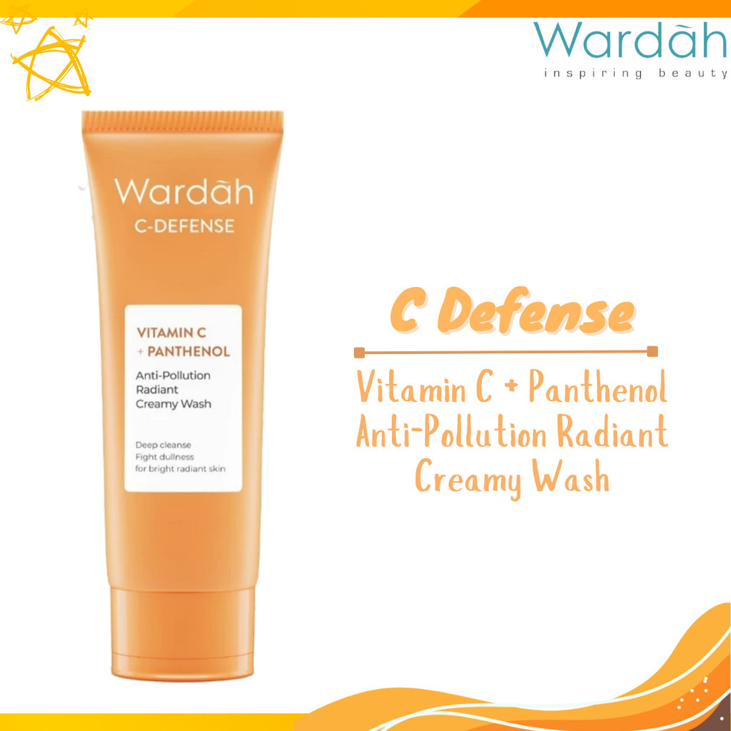 wardah c defense vitamin c panthenol creamy wash 50ml and 100ml/pembersih wajah wardah c defense vitamin c panthenol creamy wash 50ml and 100ml/pembersih wajah