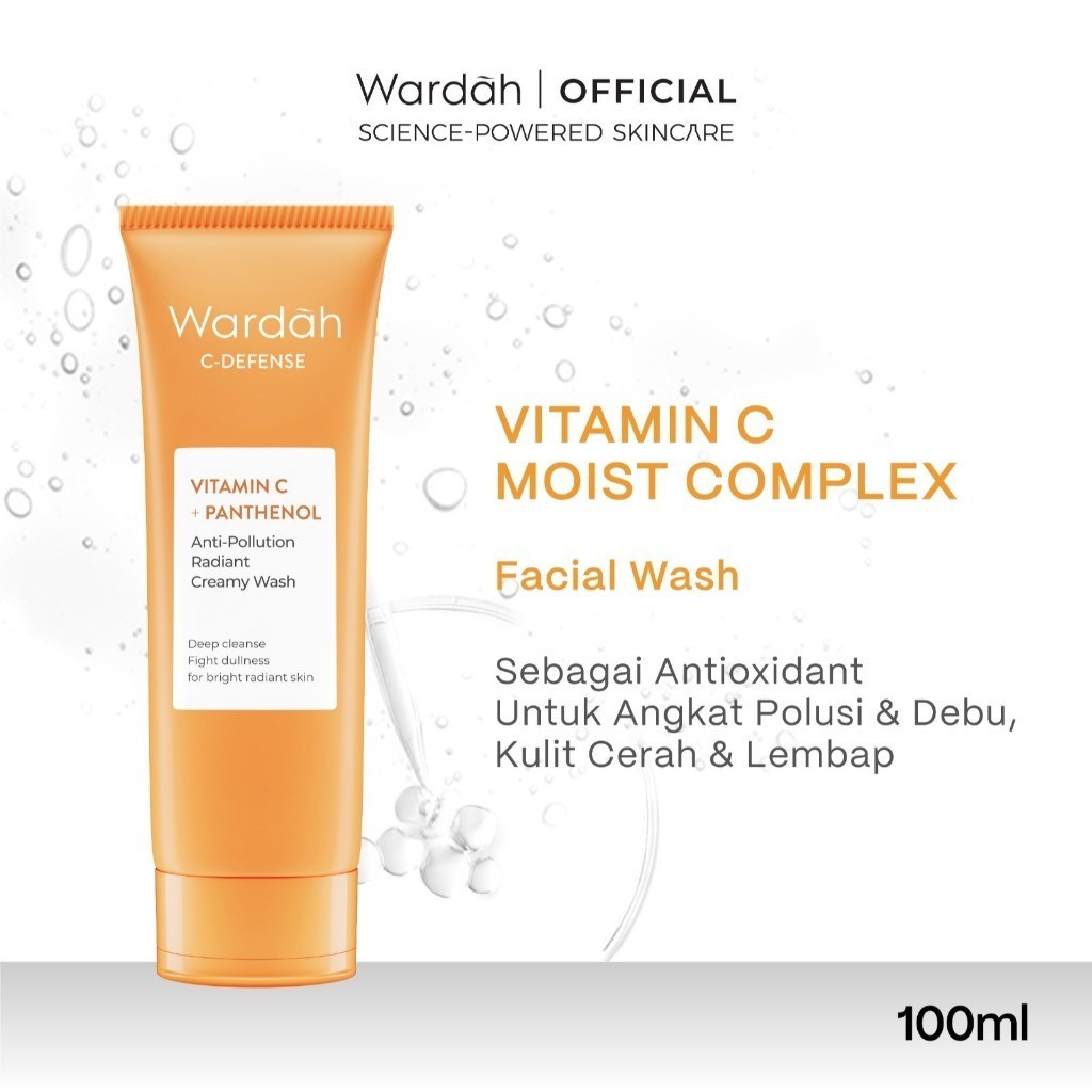 wardah c defense vitamin c panthenol creamy wash 50ml and 100ml/pembersih wajah wardah c defense vitamin c panthenol creamy wash 50ml and 100ml/pembersih wajah
