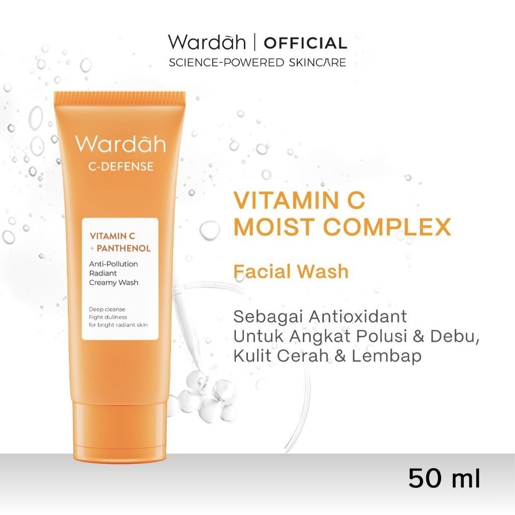 wardah c defense vitamin c panthenol creamy wash 50ml and 100ml/pembersih wajah wardah c defense vitamin c panthenol creamy wash 50ml and 100ml/pembersih wajah