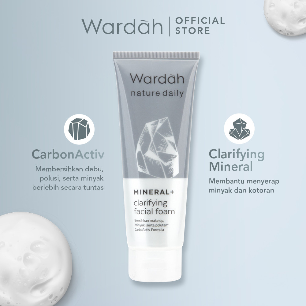 wardah nature daily mineral clarifying facial foam 100ml/pembersih wajah wardah nature daily mineral clarifying facial foam 100ml/pembersih wajah
