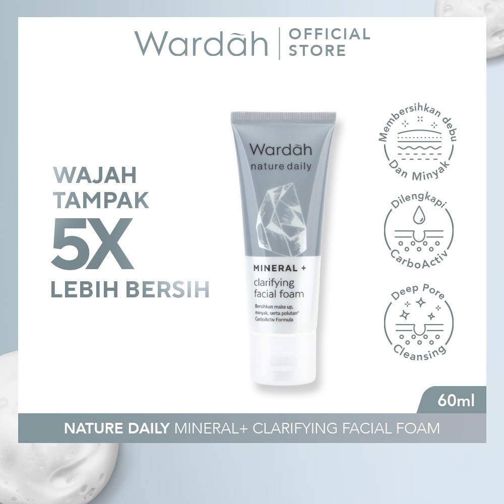 wardah nature daily mineral clarifying facial foam 100ml/pembersih wajah wardah nature daily mineral clarifying facial foam 100ml/pembersih wajah
