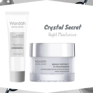 wardah crystal secret bright peptide 5% niacinamide expert night moisturizer 15ml and 30g