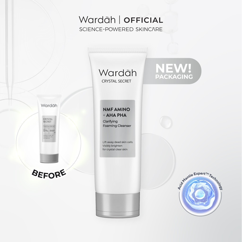 wardah crystal secret nmf amino aha pha clarifying foaming cleanser 100ml/pembersih wajah wardah crystal secret nmf amino aha pha clarifying foaming cleanser 100ml/pembersih wajah