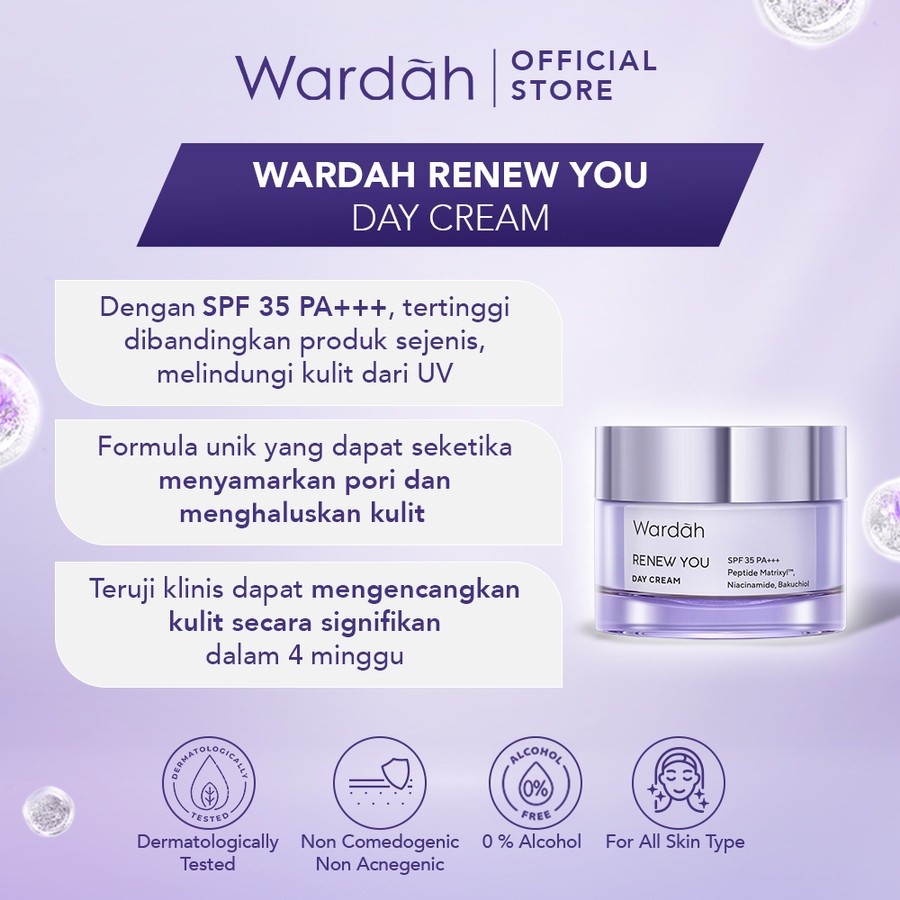 wardah renew you ceramide matrixyl spf 35 pa+++ day moisturizer 15g and 30g/pelembab wajah wardah renew you ceramide matrixyl spf 35 pa+++ day moisturizer 15g and 30g/pelembab wajah