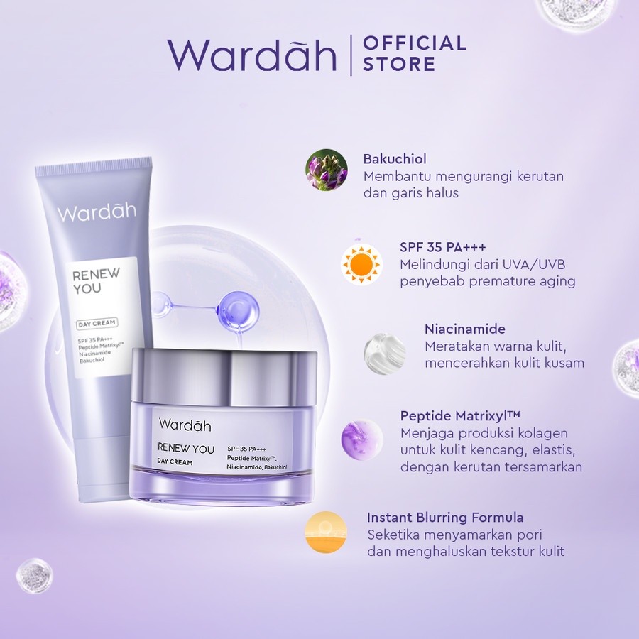 wardah renew you ceramide matrixyl spf 35 pa+++ day moisturizer 15g and 30g/pelembab wajah wardah renew you ceramide matrixyl spf 35 pa+++ day moisturizer 15g and 30g/pelembab wajah
