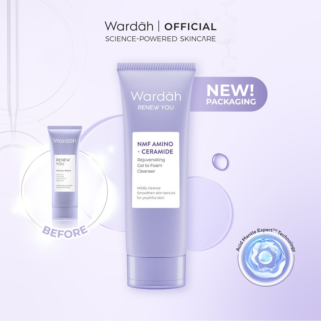 wardah renew you nmf amino ceramide rejuvenating gel to foam cleanser 100ml/pembersih wajah wardah renew you nmf amino ceramide rejuvenating gel to foam cleanser 100ml/pembersih wajah