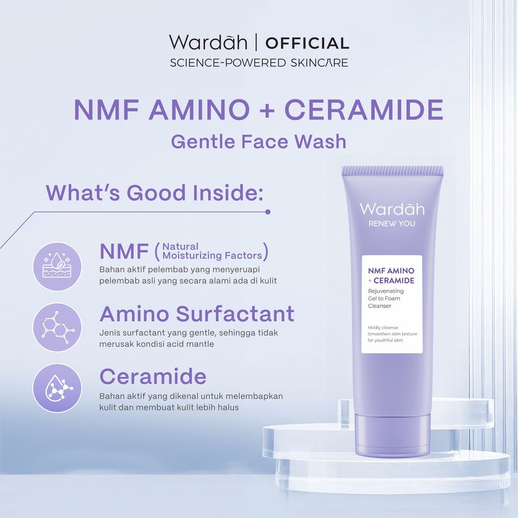 wardah renew you nmf amino ceramide rejuvenating gel to foam cleanser 100ml/pembersih wajah wardah renew you nmf amino ceramide rejuvenating gel to foam cleanser 100ml/pembersih wajah