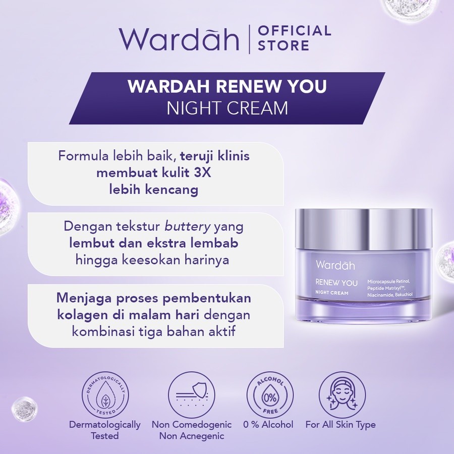 wardah renew you retinol microcaps firming rejuvenate night moisturizer 15g and 30g/pelembab wajah wardah renew you retinol microcaps firming rejuvenate night moisturizer 15g and 30g/pelembab wajah
