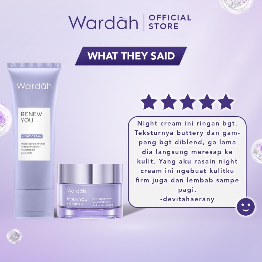 wardah renew you retinol microcaps firming rejuvenate night moisturizer 15g and 30g/pelembab wajah wardah renew you retinol microcaps firming rejuvenate night moisturizer 15g and 30g/pelembab wajah